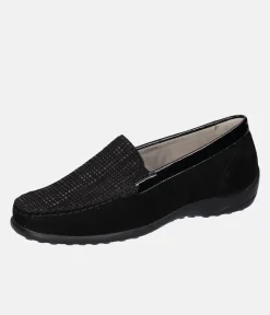 Waldlaufer Plush Black Suede Loafers