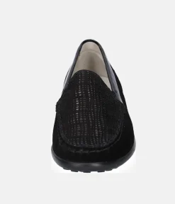 Waldlaufer Plush Black Suede Loafers