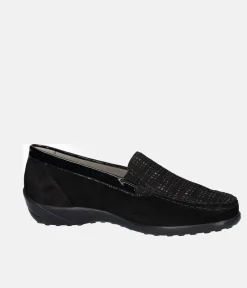 Waldlaufer Plush Black Suede Loafers