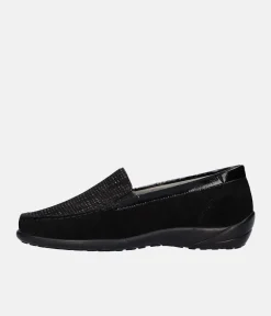 Waldlaufer Plush Black Suede Loafers