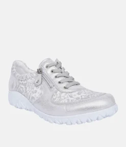 Waldlaufer Pretty Silver/White Floral Trainers