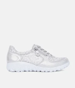 Waldlaufer Pretty Silver/White Floral Trainers