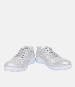 Waldlaufer Pretty Silver/White Floral Trainers