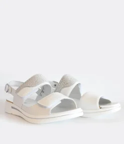 Waldlaufer Pretty White/Grey Leather Sandals