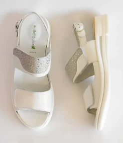 Waldlaufer Pretty White/Grey Leather Sandals