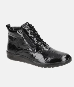 Waldlaufer Stylish Black Patent Ankle Boots