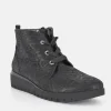 Waldlaufer Stylish Black Snake Wedge Ankle Boot