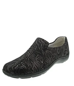 Waldlaufer Stylish Black Suede Slip On Shoes