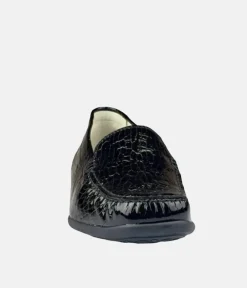 Waldlaufer Stylish Black Patent Wide Fit Loafers