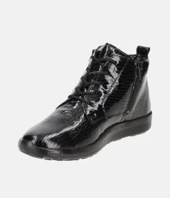 Waldlaufer Stylish Black Patent Ankle Boots