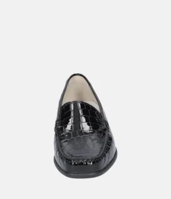 Waldlaufer Stylish Black Leather Wide Fitting Loafers
