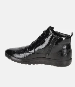 Waldlaufer Stylish Black Patent Ankle Boots
