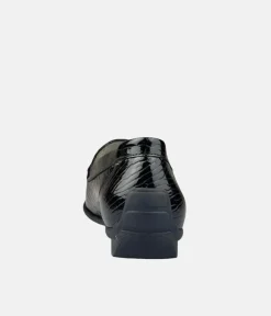 Waldlaufer Stylish Black Patent Wide Fit Loafers