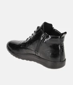 Waldlaufer Stylish Black Patent Ankle Boots
