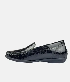 Waldlaufer Stylish Black Patent Wide Fit Loafers