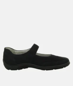 Waldlaufer Stylish Black Suede Mary Jane Shoes