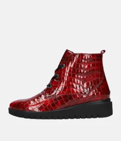 Waldlaufer Stylish Red Wedge Ankle Boot