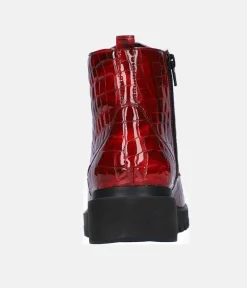 Waldlaufer Stylish Red Wedge Ankle Boot