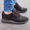 Waldläufer Black Nubuck Leather Lace/Zip Up Trainers